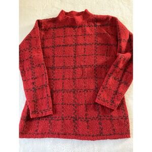AKA Eddie Bauer Wool Blend Plaid Sweater Size Medium Cabincore